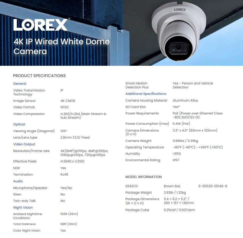 Dome Camera Lorex Ip Security Cameras Lorex LKE383A 4K Ultra HD IP