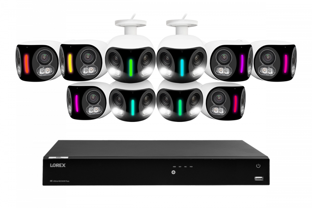 Lorex Fusion NVR with IP Dual Lens Cameras 4K 16-Channel 4TB