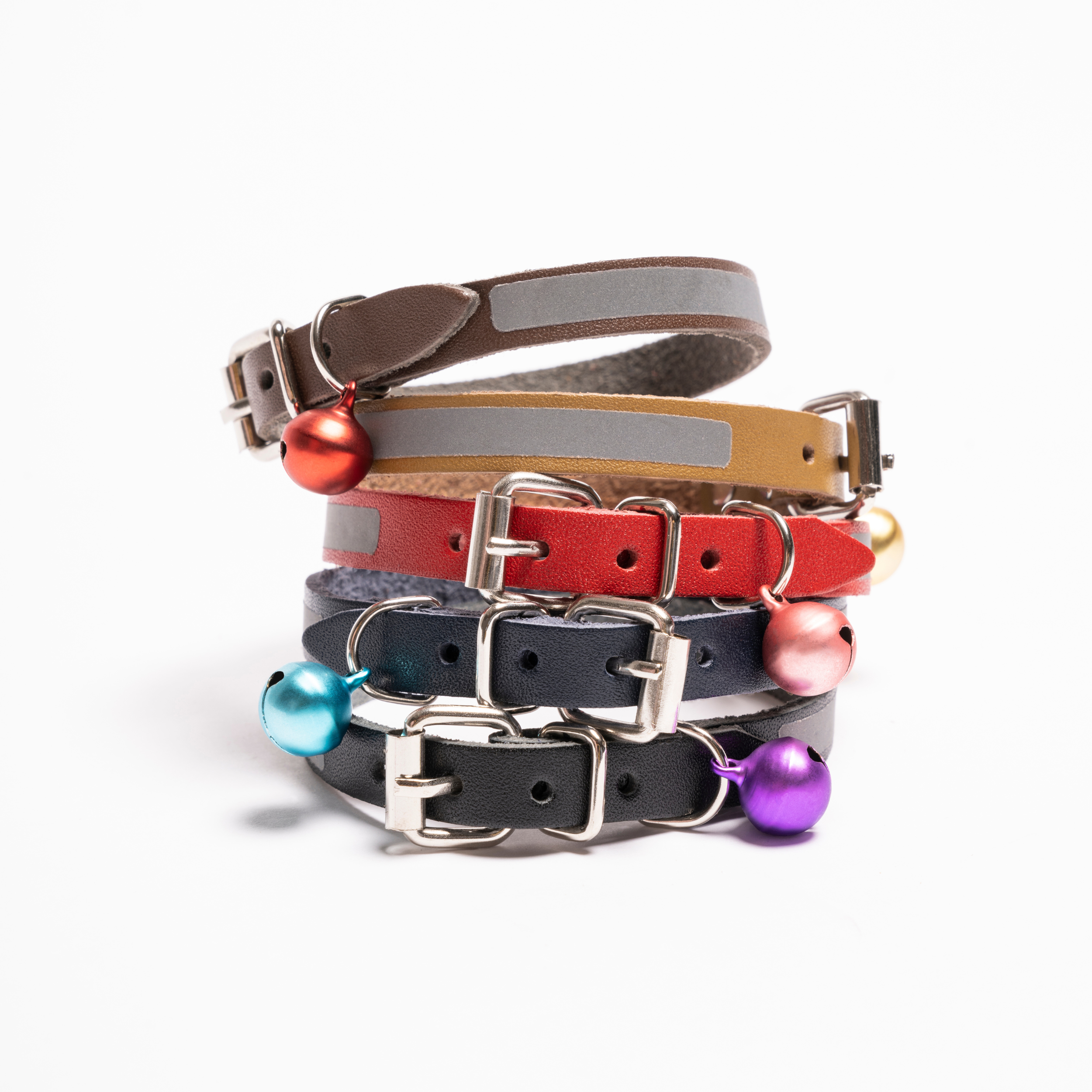 Filbert Leather Cat Collar, Reflective Cat Collar with Bell - Picture 44 of 61