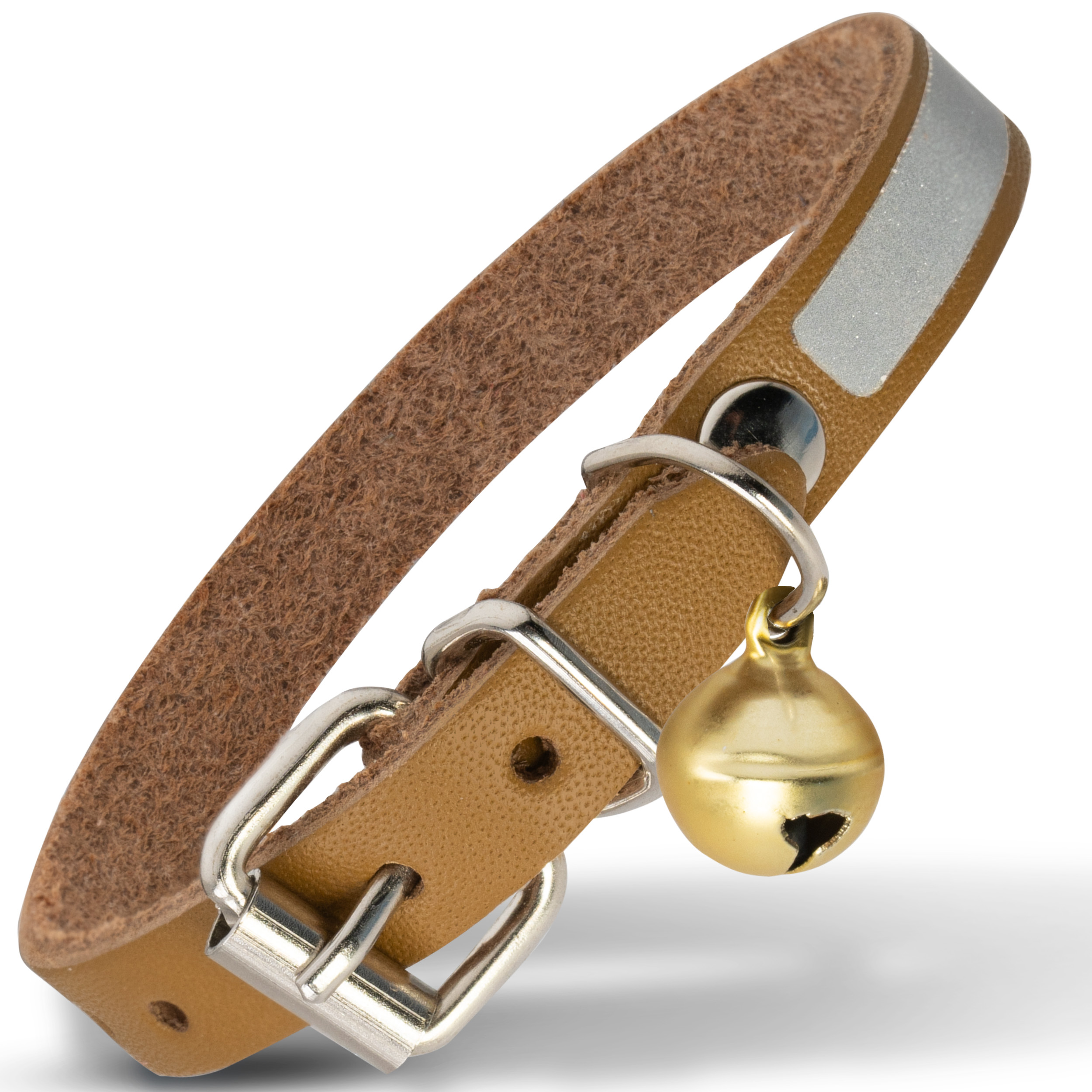 Filbert Leather Cat Collar, Reflective Cat Collar with Bell - Picture 33 of 61