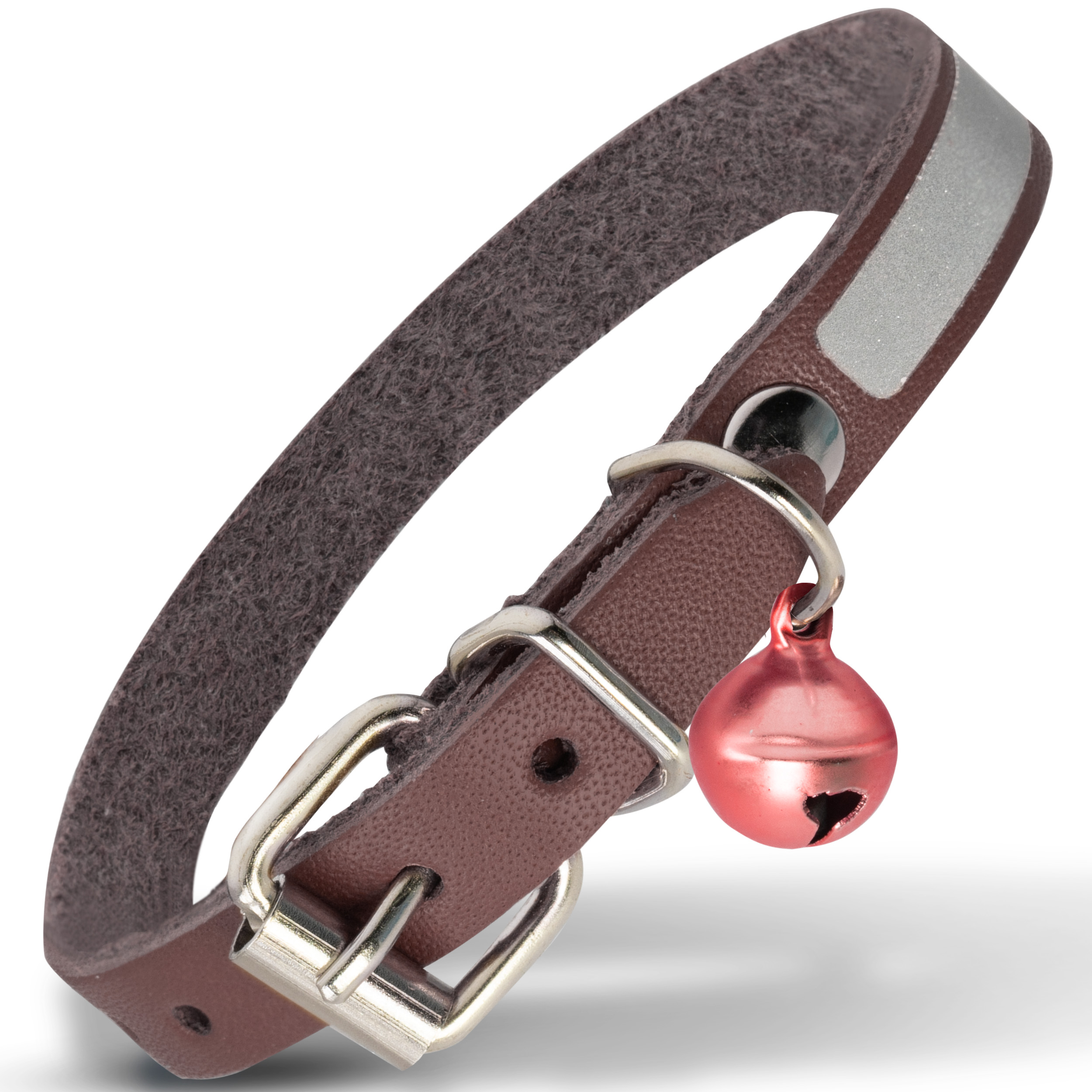 Filbert Leather Cat Collar, Reflective Cat Collar with Bell - Picture 21 of 61
