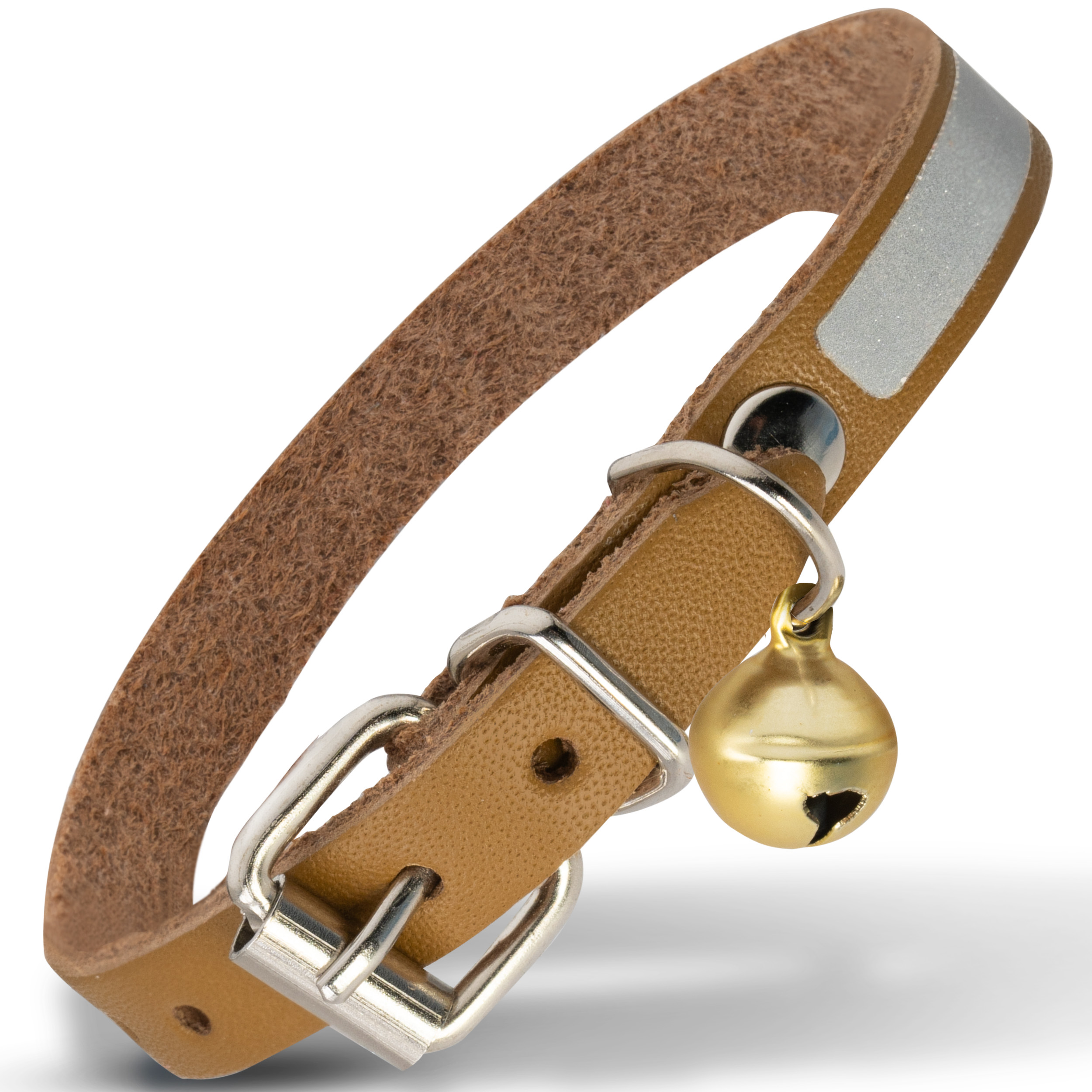 Filbert Leather Cat Collar, Reflective Cat Collar with Bell - Picture 26 of 61