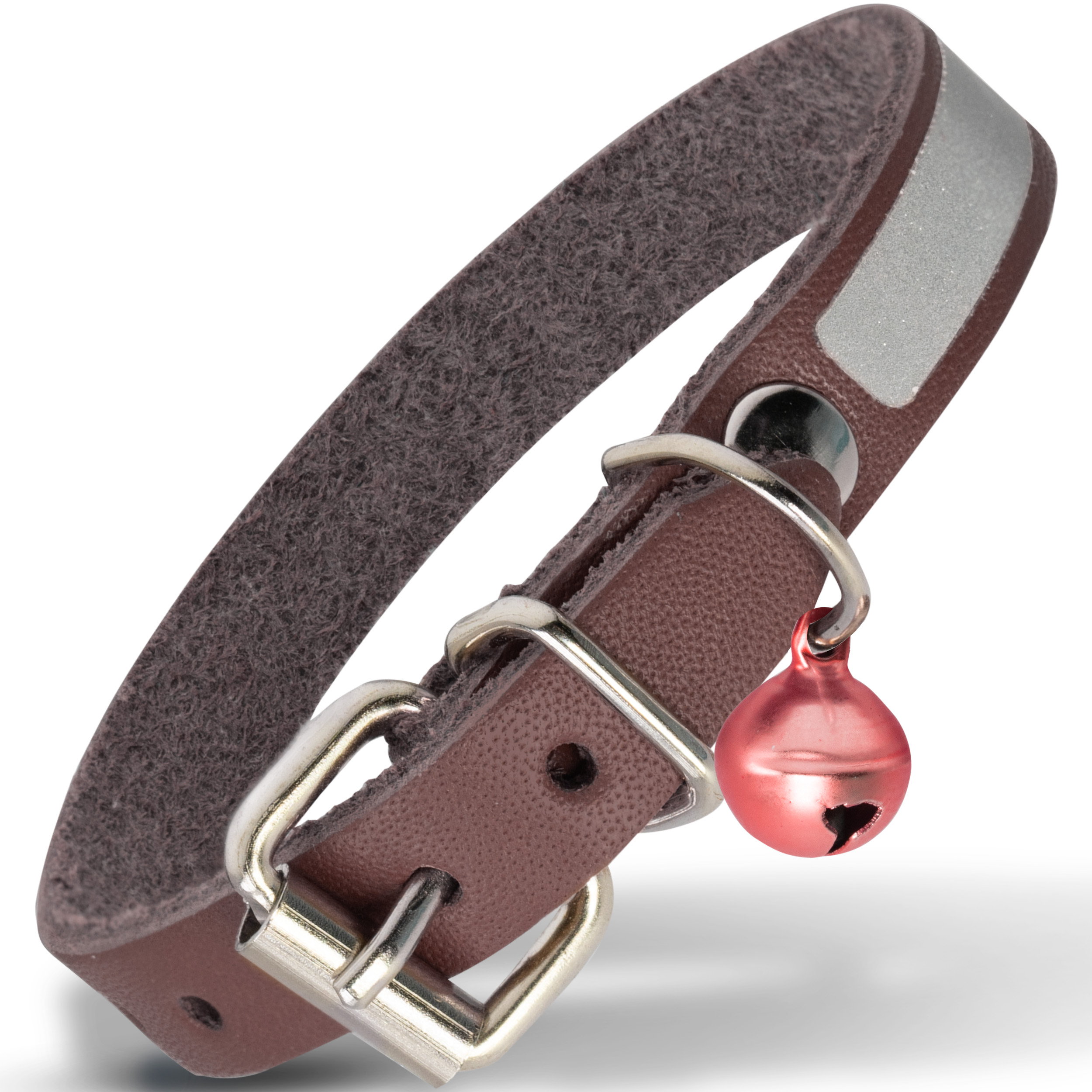 Filbert Leather Cat Collar, Reflective Cat Collar with Bell - Picture 14 of 61